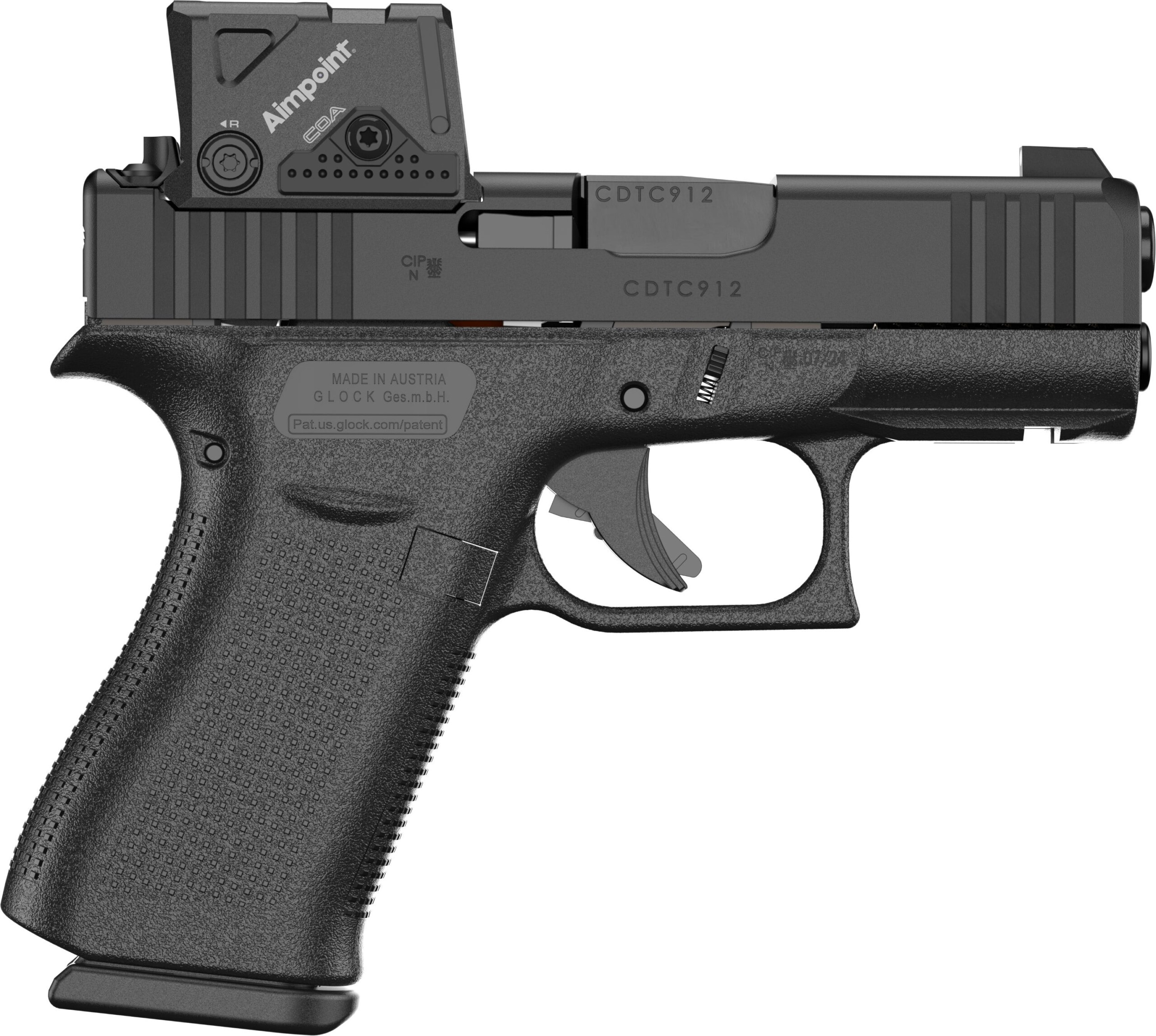 Armory Exchange | https://armoryexchange.com | Defense. Sport. Recreation. Glock 43X MOS8 with Aimpoint COA optic 9MM 10RD capacity